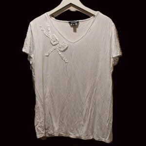 White V-Neck T-Shirt - Sz XXL